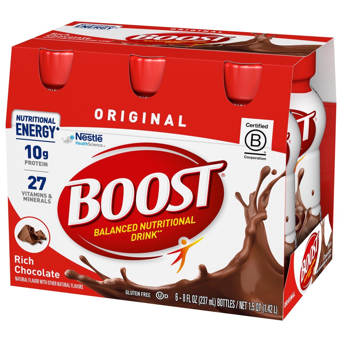 slide 6 of 9, Boost Original Rich Chocolate Balanced Nutritional Drink 6 - 8 fl oz Bottles, 6 ct
