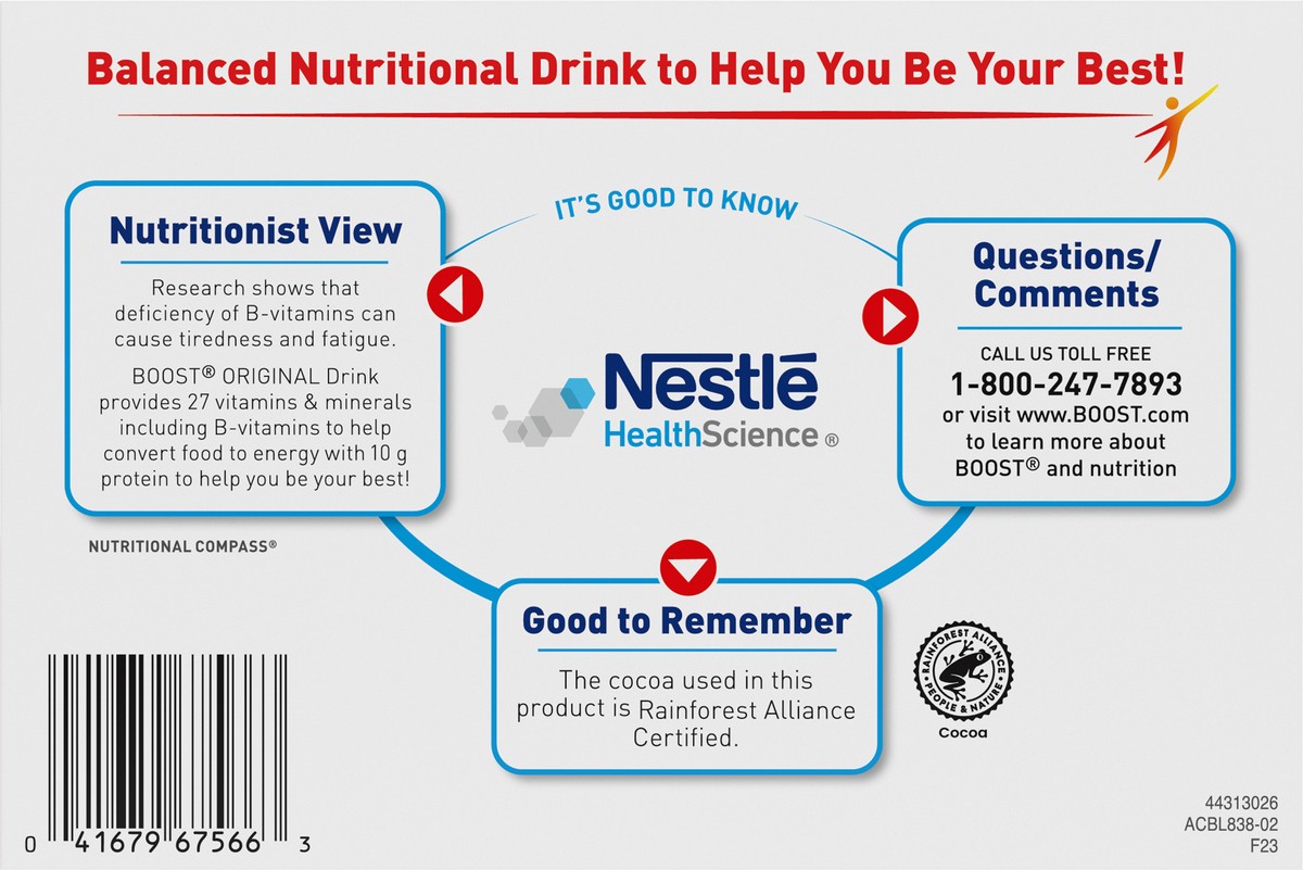 slide 5 of 9, Boost Original Rich Chocolate Balanced Nutritional Drink 6 - 8 fl oz Bottles, 6 ct