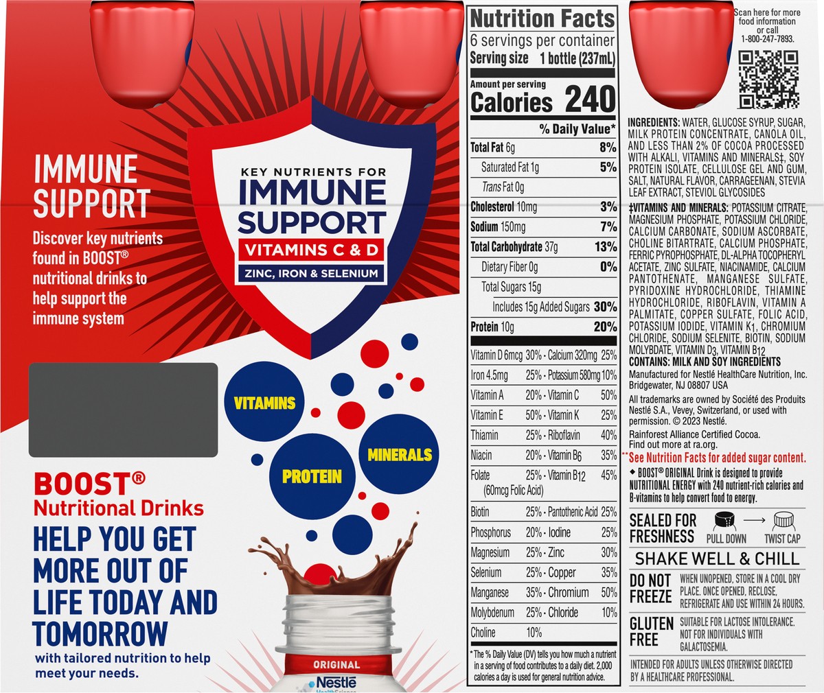 slide 8 of 9, Boost Original Rich Chocolate Balanced Nutritional Drink 6 - 8 fl oz Bottles, 6 ct