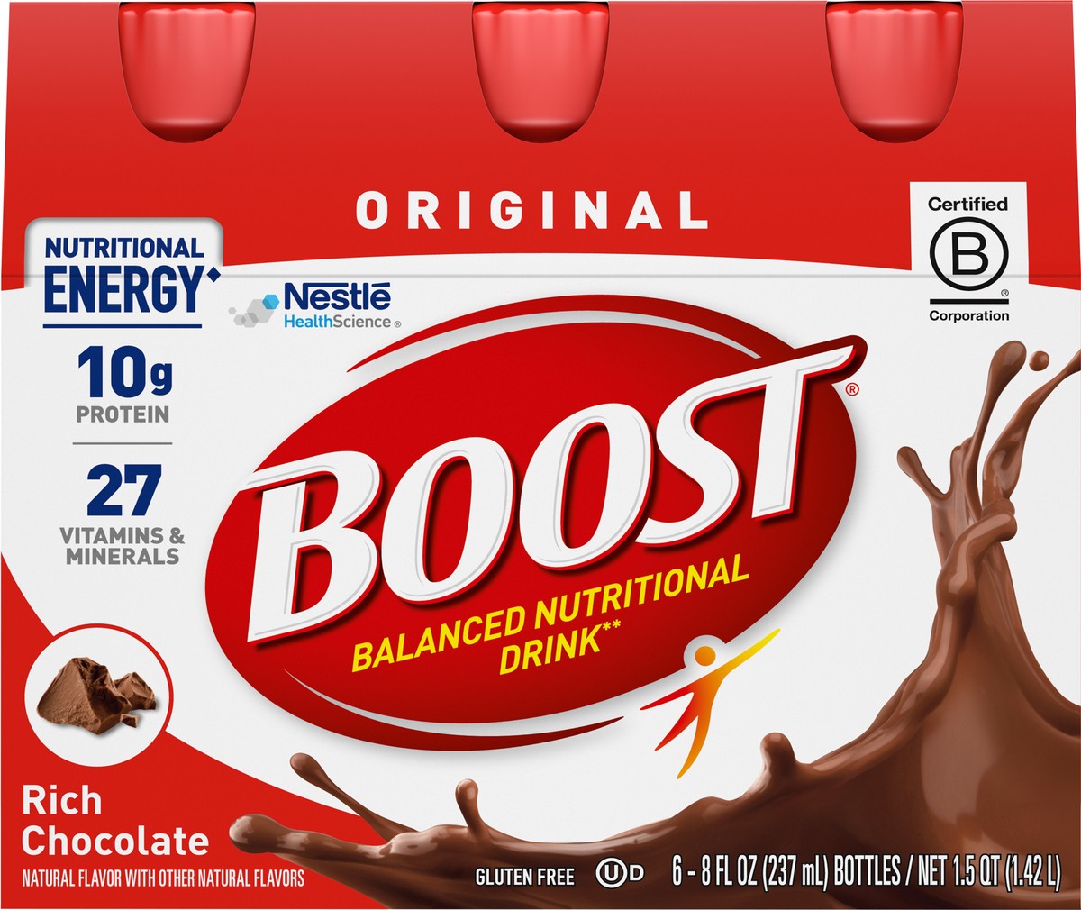 slide 2 of 9, Boost Original Rich Chocolate Balanced Nutritional Drink 6 - 8 fl oz Bottles, 6 ct