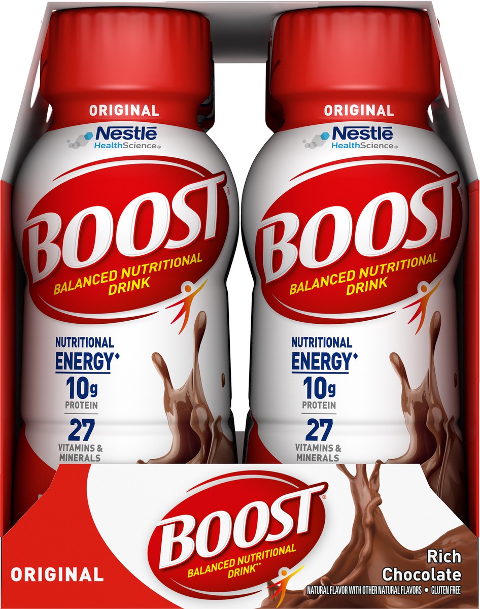 slide 3 of 9, Boost Original Rich Chocolate Balanced Nutritional Drink 6 - 8 fl oz Bottles, 6 ct