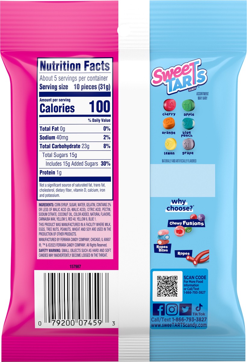 slide 8 of 9, SweeTARTS Gummies Fruity Splitz Candy 5 oz, 5 oz