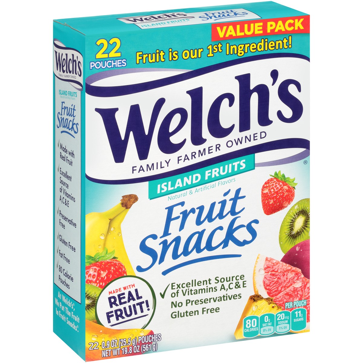 slide 5 of 9, Welch's Fruit Snacks, Island Fruits, 0.9 Ounces, 22 Pouches, 19.8 oz