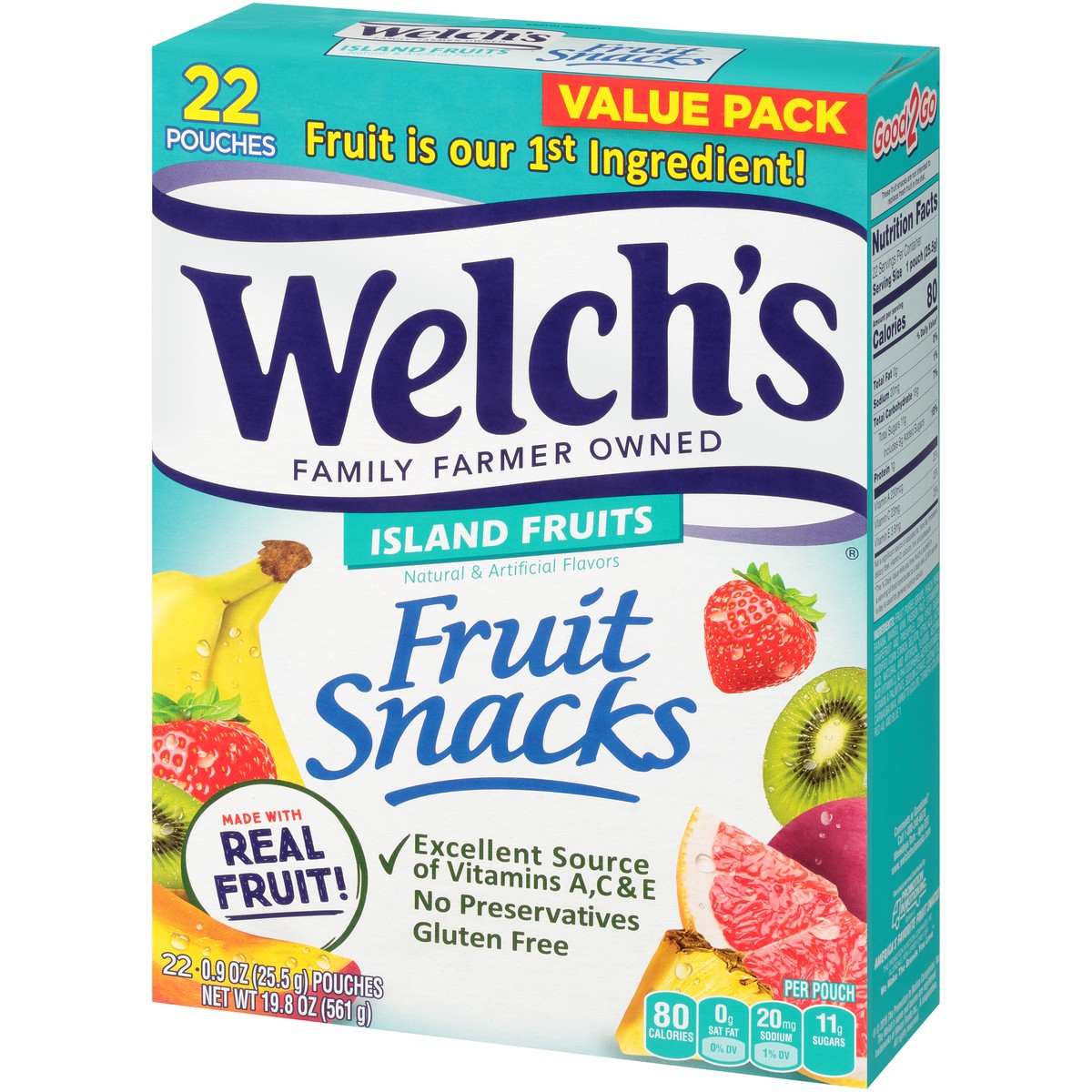 slide 7 of 9, Welch's Fruit Snacks, Island Fruits, 0.9 Ounces, 22 Pouches, 19.8 oz