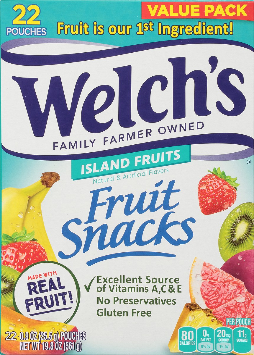 slide 2 of 9, Welch's Fruit Snacks, Island Fruits, 0.9 Ounces, 22 Pouches, 19.8 oz