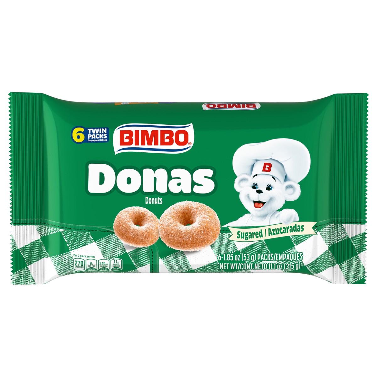 slide 1 of 5, Bimbo Donas Azucaradas Sugared (Club Pack) Donuts, 6 twin packs, 11.1 oz, 6 ct
