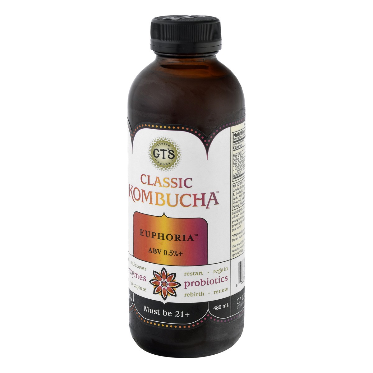 slide 4 of 12, GTS Living Foods Euphoria Classic Kombucha 16.2 oz, 16.2 oz