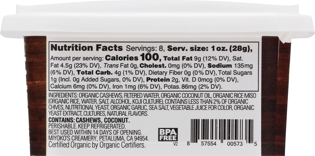 slide 9 of 9, Miyoko's Creamery Roadhouse Chedda Garlic Chive Cultured Vegan Cheese 8 oz, 8 oz