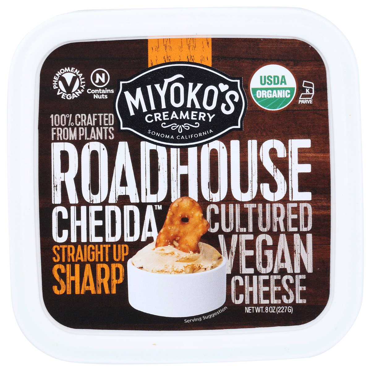 slide 1 of 3, Miyoko's Vegan Roadhouse Garlic Chive Roadhouse Cheese Spread, 8 oz