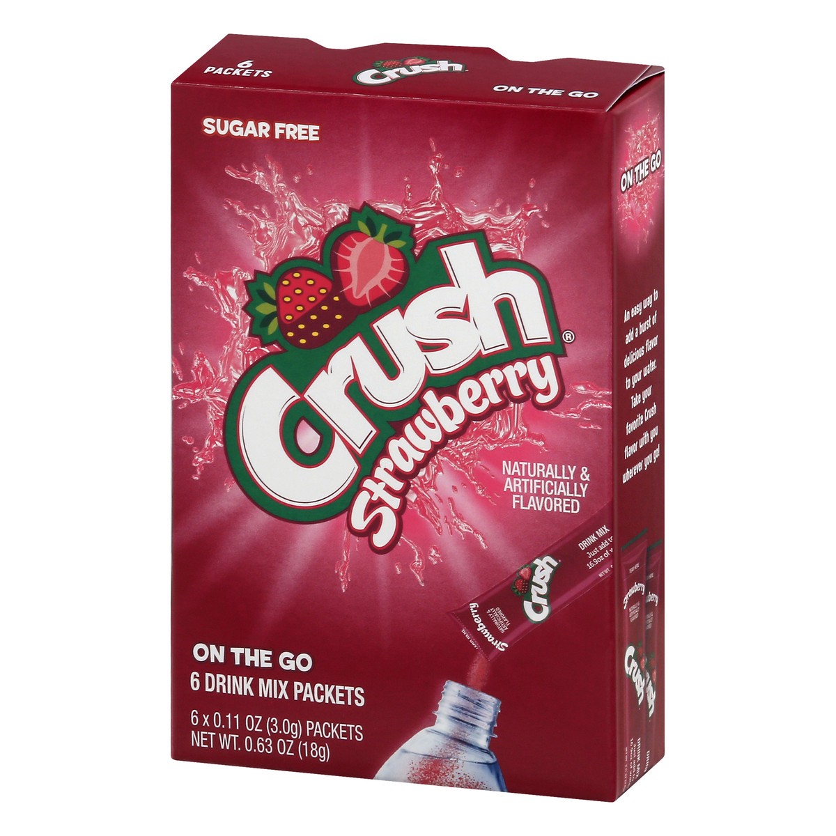 slide 9 of 13, Crush Sugar Free On the Go Strawberry Drink Mix - 6 ct, 6 ct