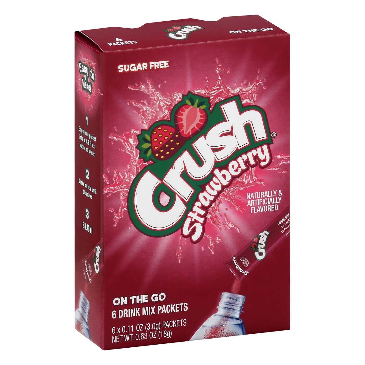 slide 5 of 13, Crush Sugar Free On the Go Strawberry Drink Mix - 6 ct, 6 ct