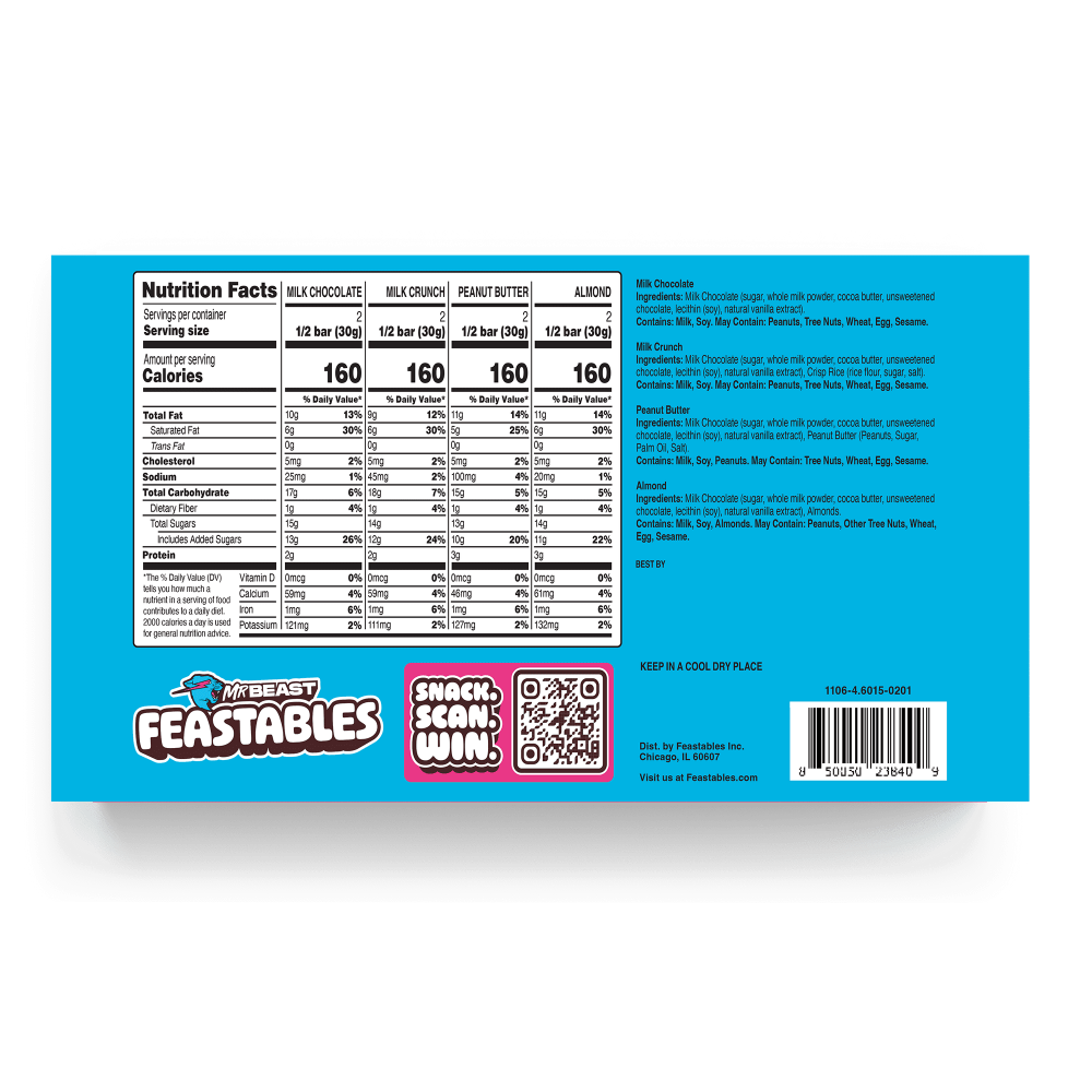 slide 2 of 2, Mrbeast Feastables Sampler Pack, 4 ct; 2.1 oz