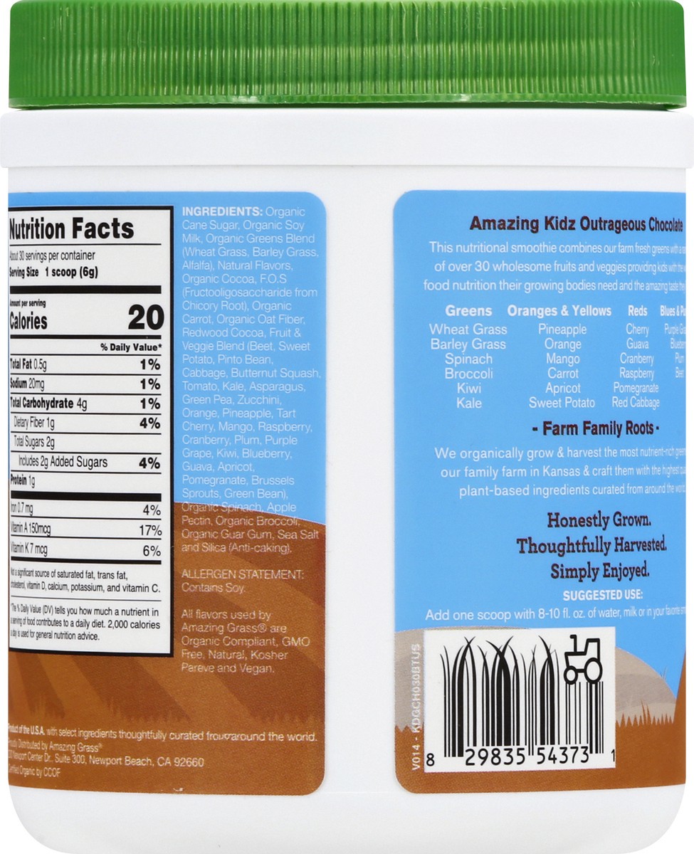 slide 4 of 13, Amazing Grass Outrageous Chocolate Flavor Kidz Superfood 6.35 oz, 6.35 oz