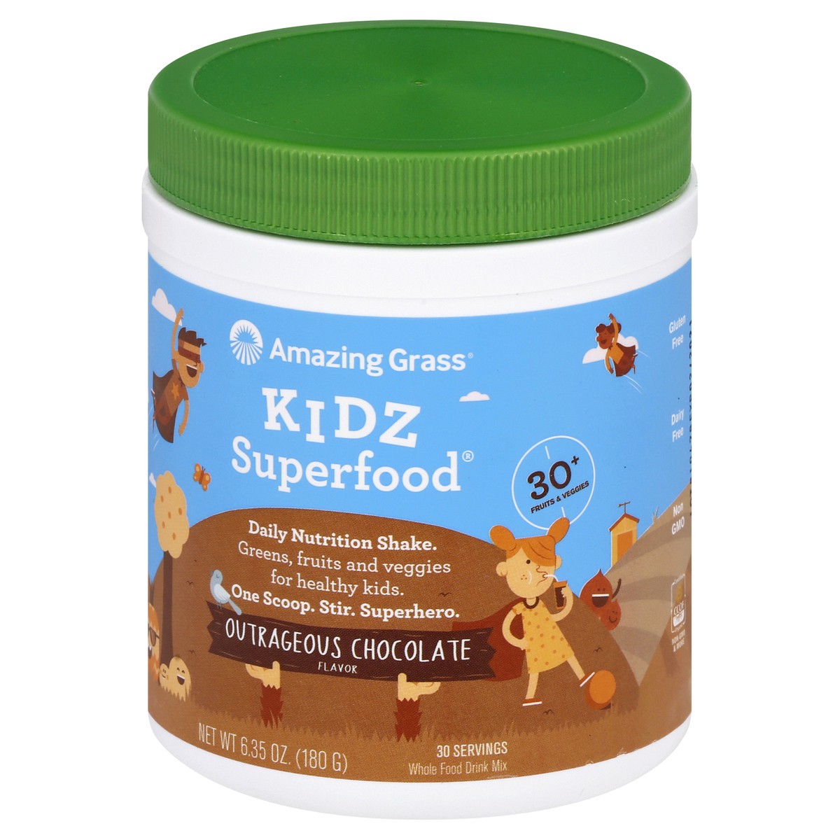 slide 12 of 13, Amazing Grass Outrageous Chocolate Flavor Kidz Superfood 6.35 oz, 6.35 oz