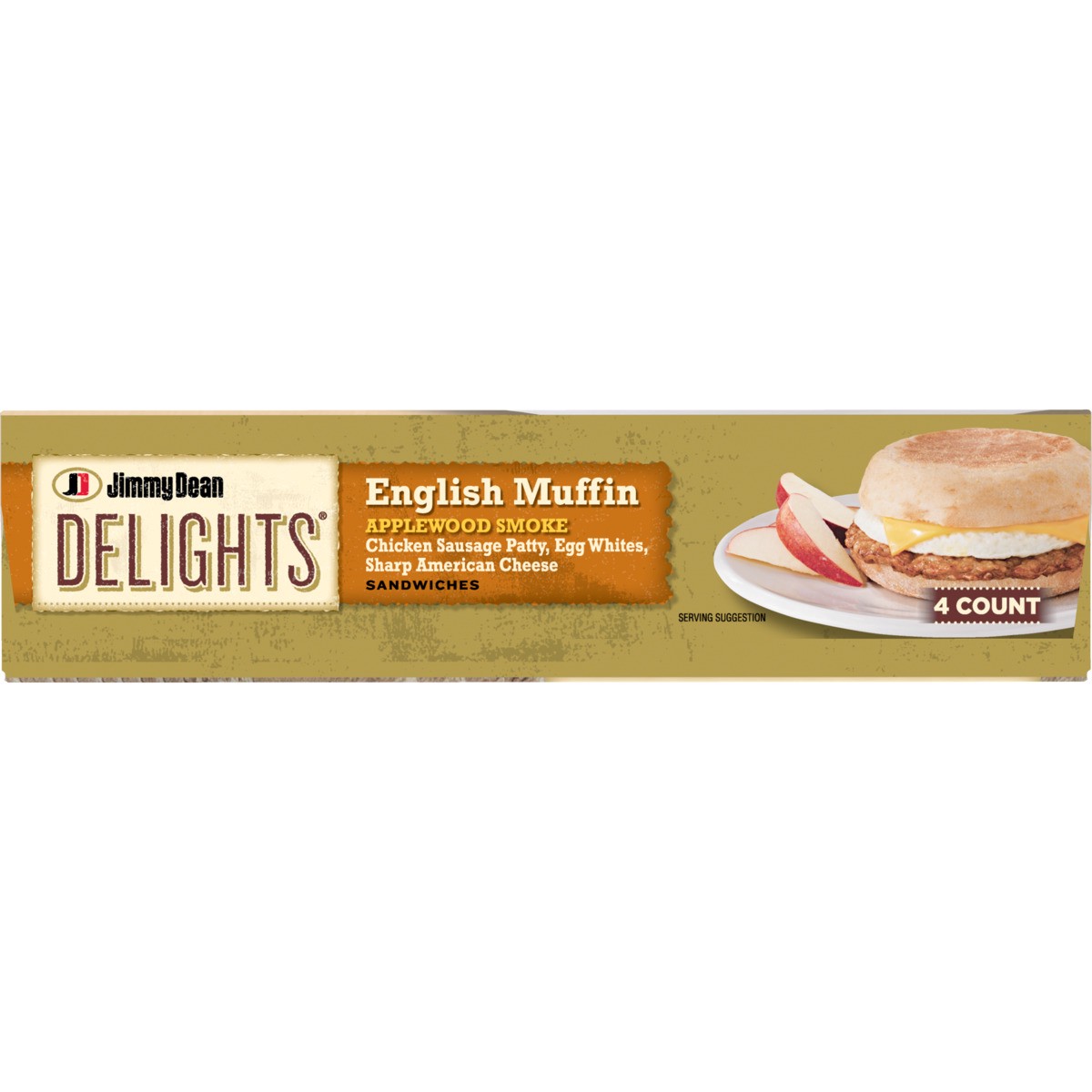 slide 6 of 9, Jimmy Dean Delights English Muffin Breakfast Sandwiches with Applewood Smoke Chicken Sausage, Egg White, and Sharp American Cheese, Frozen, 4 Count, 4 ct; 20.4 oz