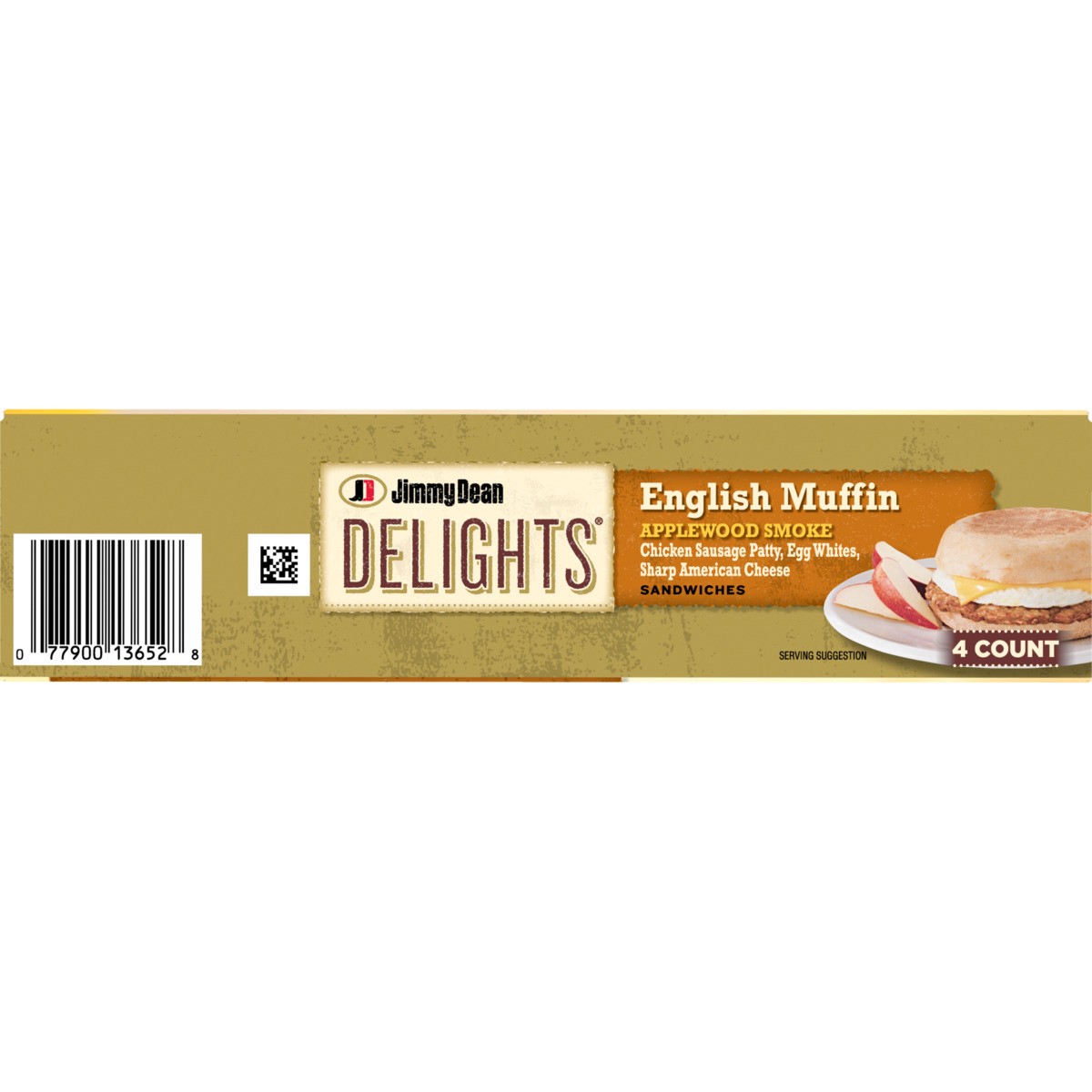 slide 3 of 9, Jimmy Dean Delights English Muffin Breakfast Sandwiches with Applewood Smoke Chicken Sausage, Egg White, and Sharp American Cheese, Frozen, 4 Count, 4 ct; 20.4 oz