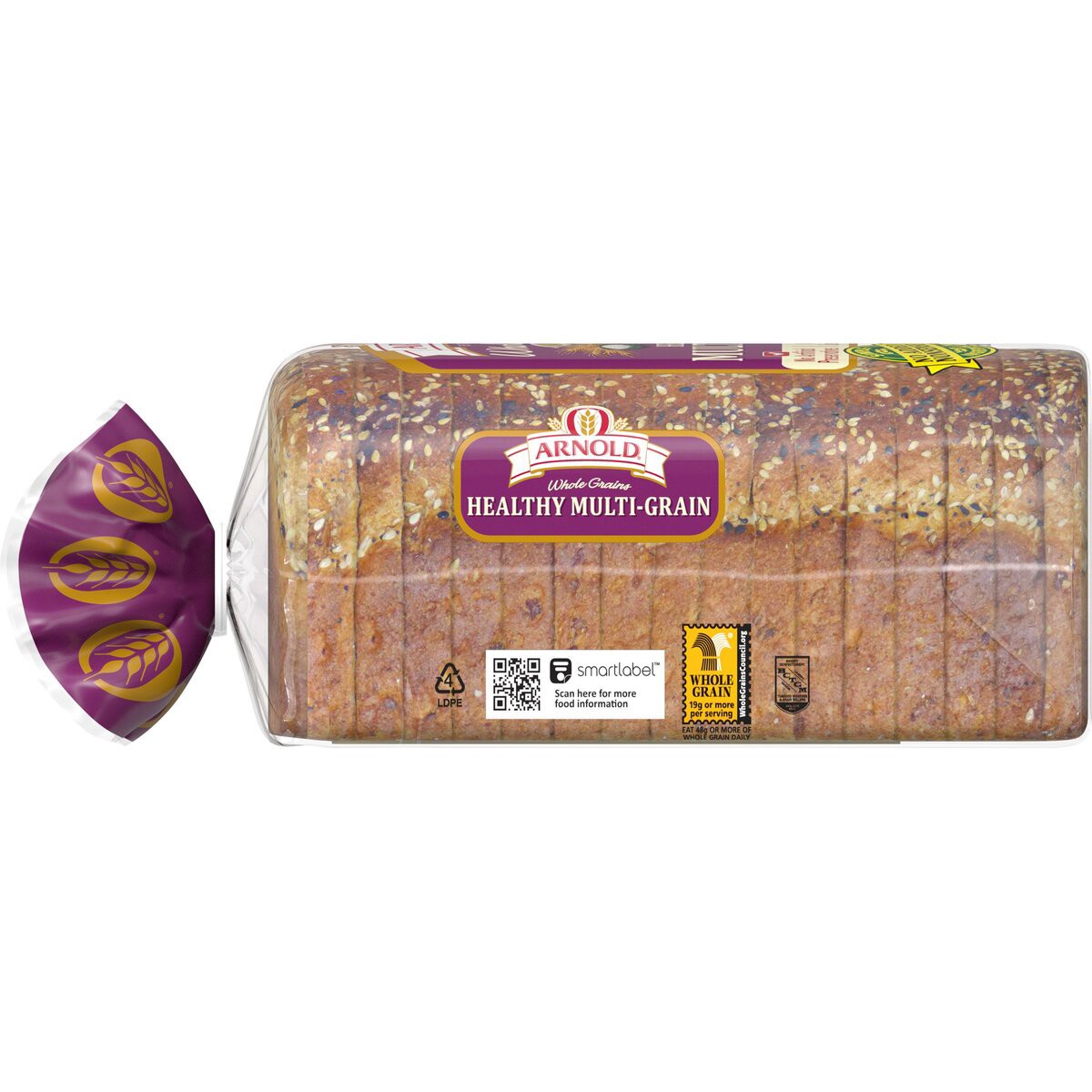 slide 6 of 6, Arnold Whole Grains Healthy Bread, 24 oz, Multi-Grain Multigrain Bread, Bag, 24 oz