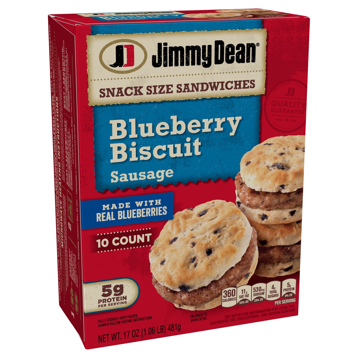 slide 2 of 2, Jimmy Dean Blueberry Biscuit & Sausage Sandwiches, 10 Count (Frozen), 481.94 g