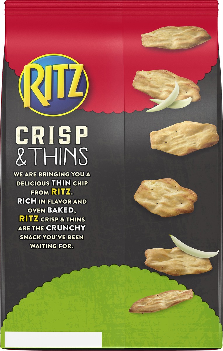 slide 3 of 5, RITZ Crisp and Thins Cream Cheese & Onion Chips, Family Size, 10 oz, 0.62 lb
