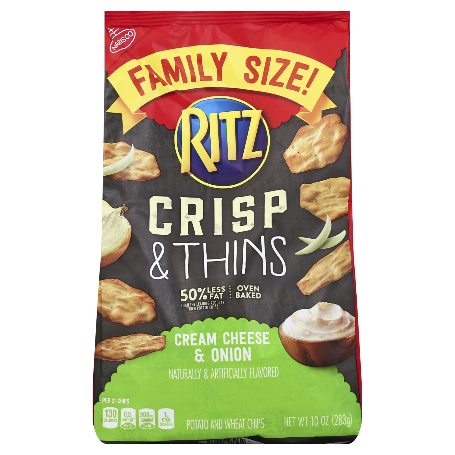 slide 1 of 8, Ritz Cream Cheese & Onion Crisps, Family Size, 10 oz