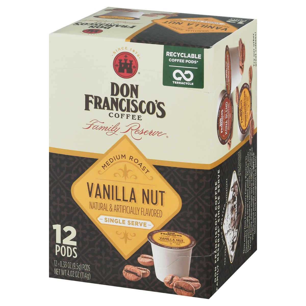 slide 5 of 16, Don Francisco's Coffee Family Reserve Vanilla Nut Coffee Single Serve Cups - 12 ct; 0.33 oz, 12 ct; 0.33 oz