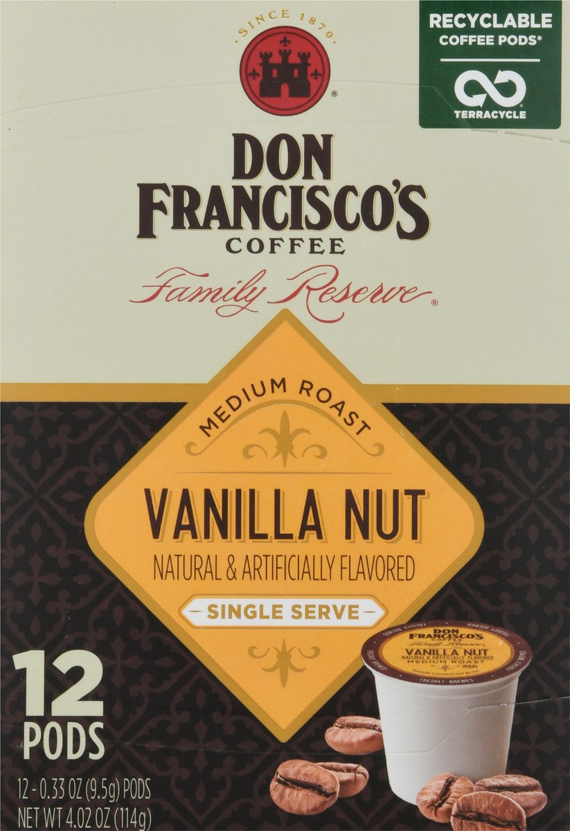 slide 8 of 16, Don Francisco's Coffee Family Reserve Vanilla Nut Coffee Single Serve Cups - 12 ct; 0.33 oz, 12 ct; 0.33 oz