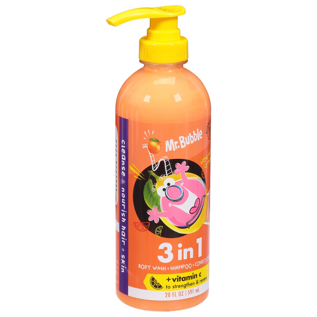slide 9 of 9, Mr. Bubble 3 in 1 Spirited Citrus Body Wash + Shampoo + Conditioner +Vitamin C 20 fl oz, 20 oz