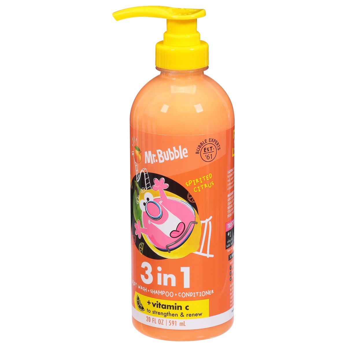 slide 5 of 9, Mr. Bubble 3 in 1 Spirited Citrus Body Wash + Shampoo + Conditioner +Vitamin C 20 fl oz, 20 oz