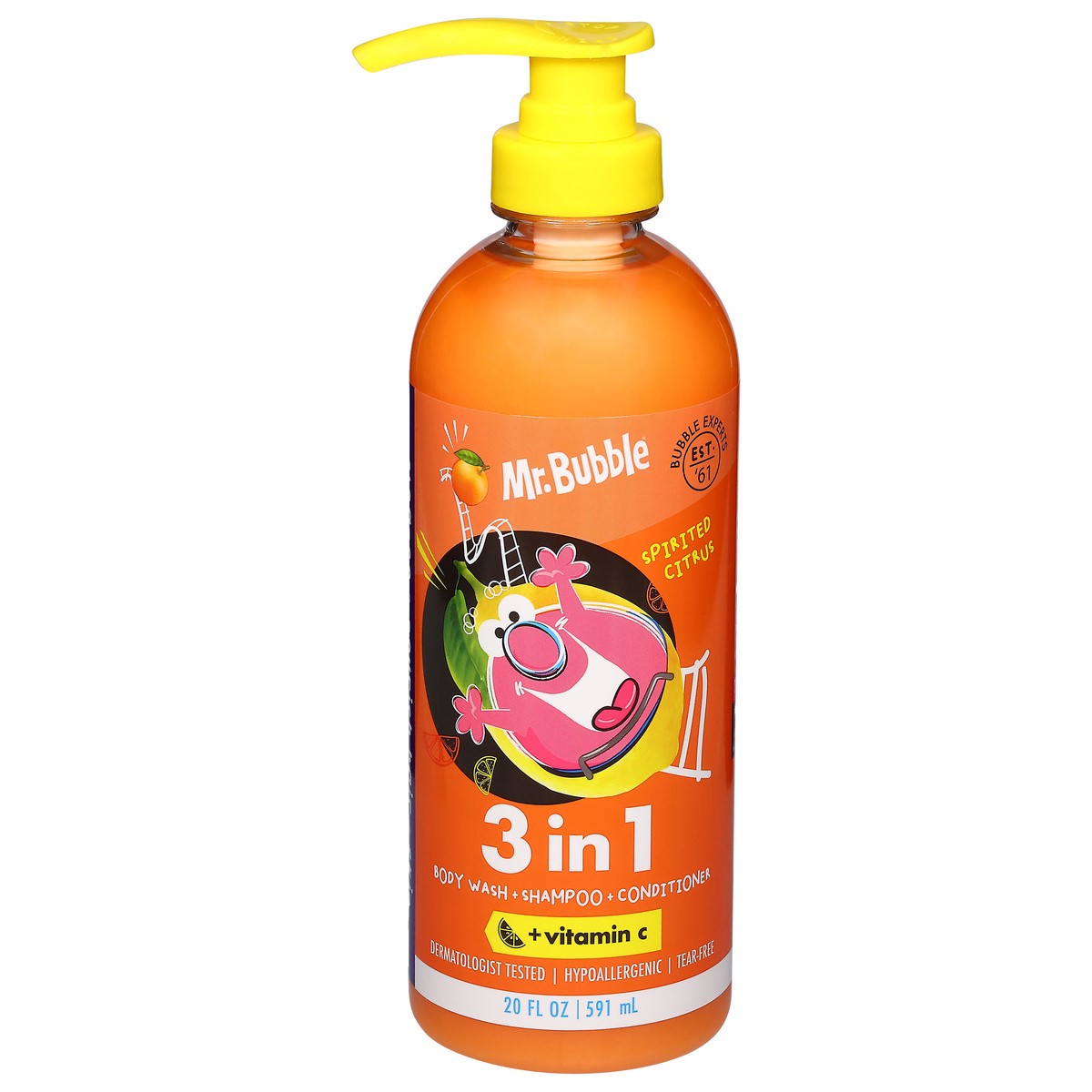 slide 1 of 9, Mr. Bubble 3 in 1 Spirited Citrus Body Wash + Shampoo + Conditioner +Vitamin C 20 fl oz, 20 oz