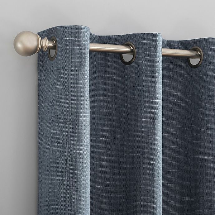 slide 3 of 8, Sun Zero Circa Textured Weave Thermal Blackout Grommet Window Curtain Panel - Storm, 96 in