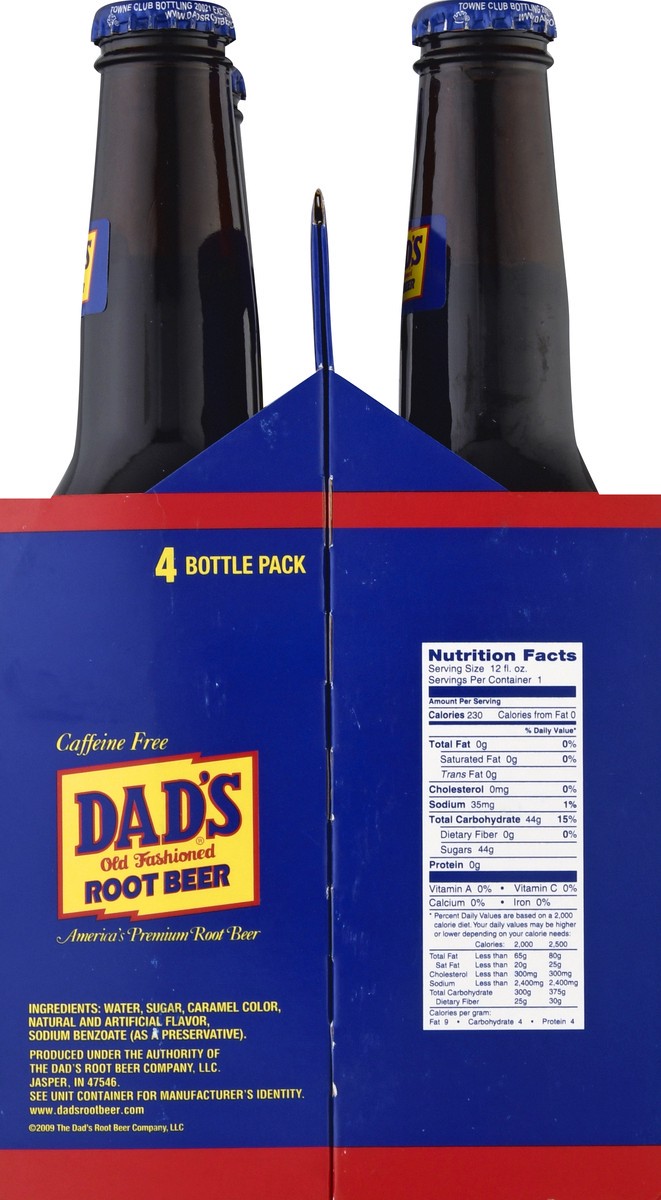 slide 7 of 13, Dad's Root Beer Caffeine Free Root Beer 4 - 12 oz Bottles, 4 ct
