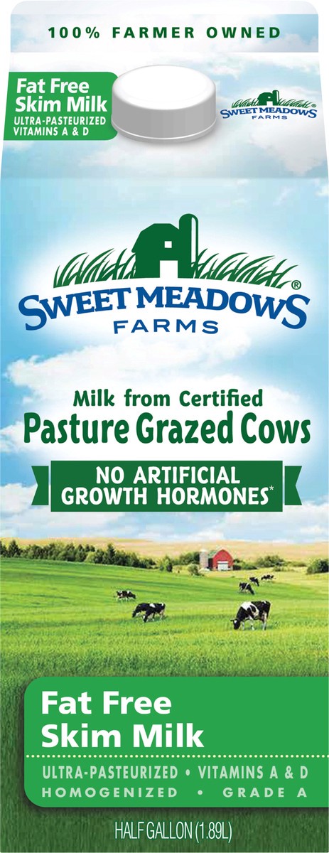 slide 3 of 7, Sweet Meadows Fat Free Skim Milk - Half Gallon, 1/2 gal