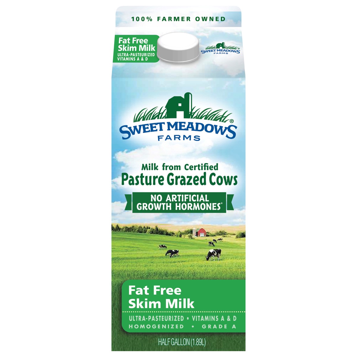 slide 6 of 7, Sweet Meadows Fat Free Skim Milk - Half Gallon, 1/2 gal