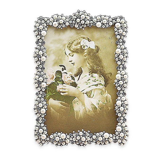 slide 1 of 2, Tizo Design Faux-Pearl Cluster Jeweltone with Crystals Picture Frame, 5 in x 7 in