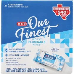 H-E-B Our Finest Moist Flushable Wipes - Texas Size Pack