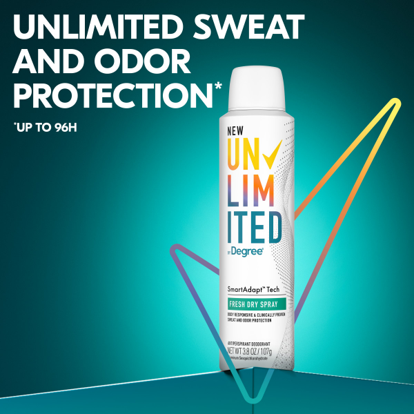 slide 6 of 22, Degree Unlimited Fresh Dry Spray Antiperspirant Deodorant 3.8 oz, 3.8 oz