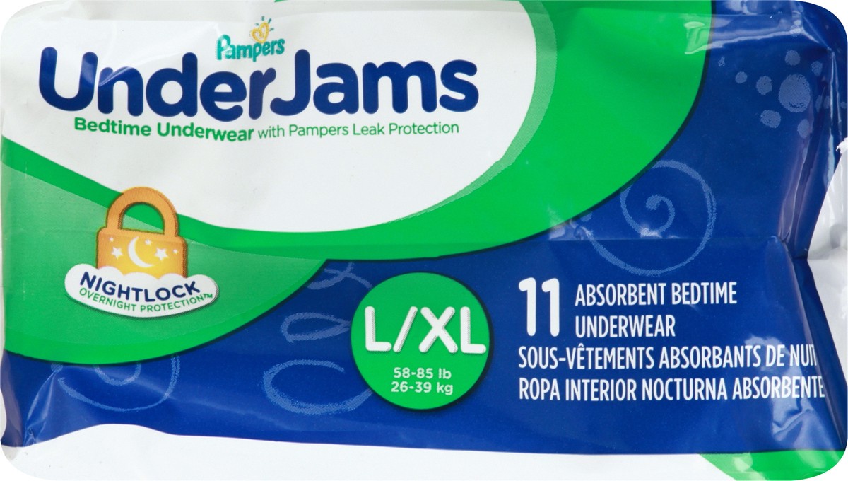 slide 5 of 11, Pampers UnderJams L/XL (58-85 lb) Absorbent Jumbo Bedtime Underwear 11 ea, 11 ct
