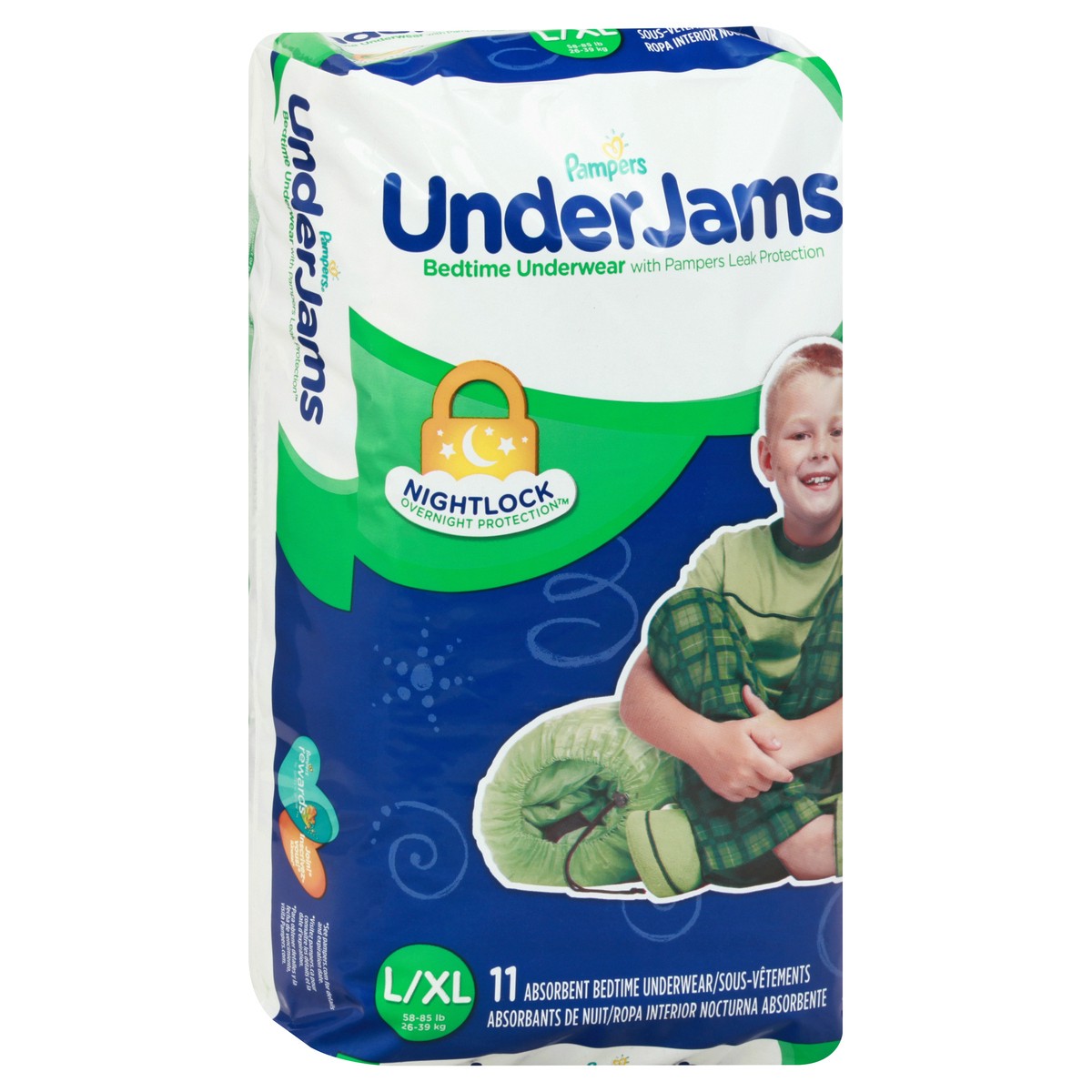 slide 6 of 11, Pampers UnderJams L/XL (58-85 lb) Absorbent Jumbo Bedtime Underwear 11 ea, 11 ct