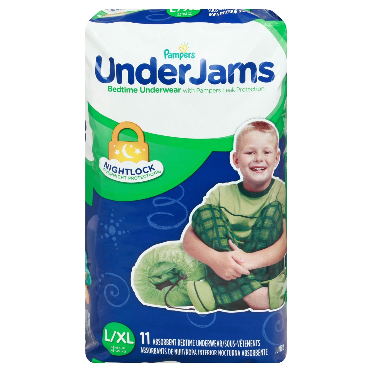 slide 1 of 1, Pampers Under Jams Size L/Xl Absorbent Bedtime Underwear for Boys, 11 ct