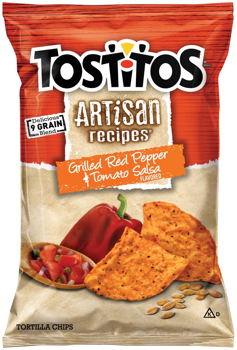 slide 6 of 7, Tostitos Artisan Recipe Grilled Red Pepper &Tomato Salsa Tortilla Chips 6 Ounce Plastic Bag, 6 oz