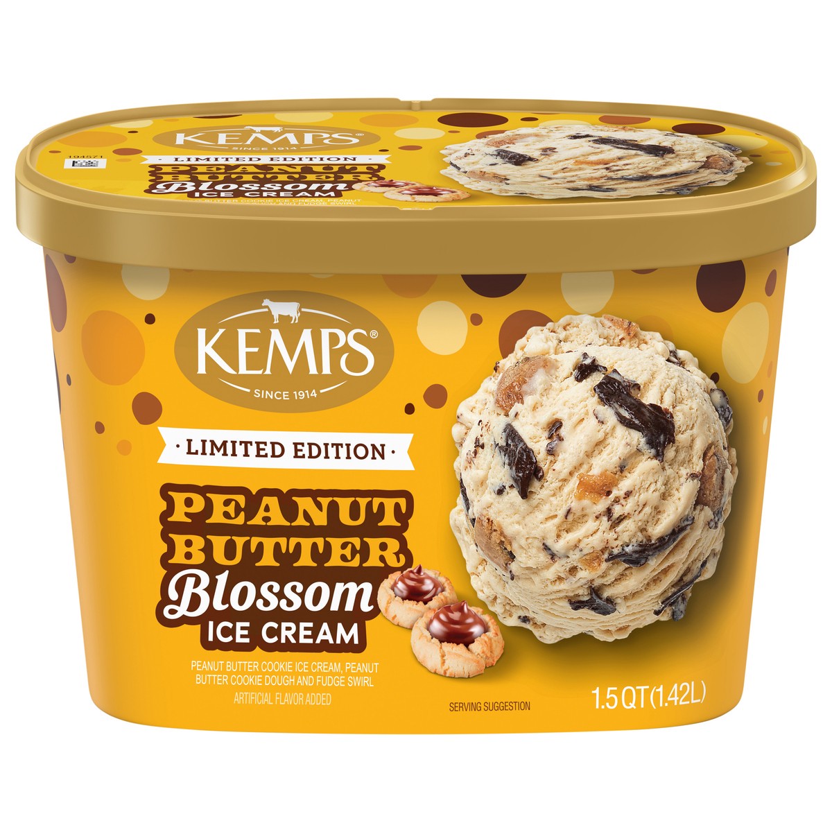 slide 2 of 4, Kemps Peanut Butter Blossom Ice Cream 1.5 Quart, 1 ct