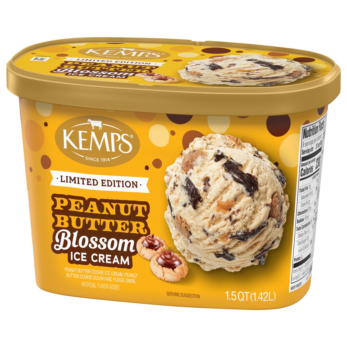slide 3 of 4, Kemps Peanut Butter Blossom Ice Cream 1.5 Quart, 1 ct