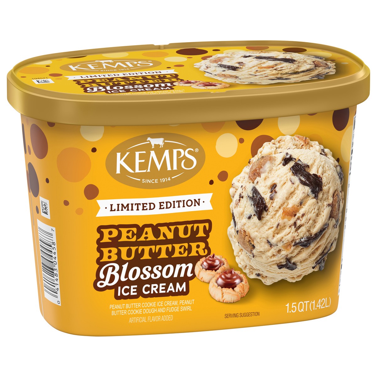 slide 4 of 4, Kemps Peanut Butter Blossom Ice Cream 1.5 Quart, 1 ct