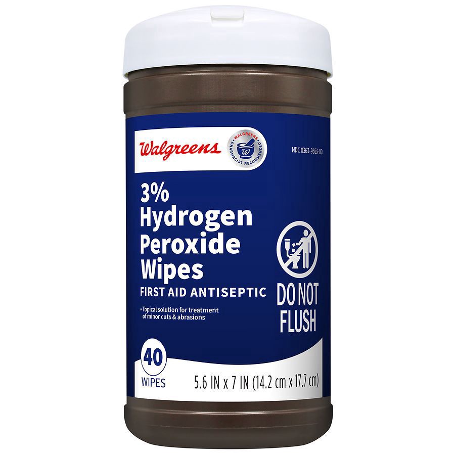 slide 1 of 4, Walgreens 3% Hydrogen Peroxide Wipes, 40 ct