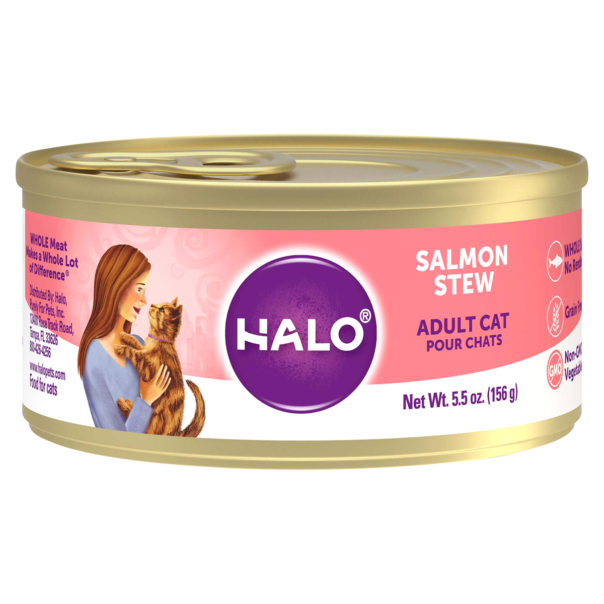 slide 1 of 1, Halo Spots Stew Cat Grain Free Salmon Cat Food, 5.5 oz