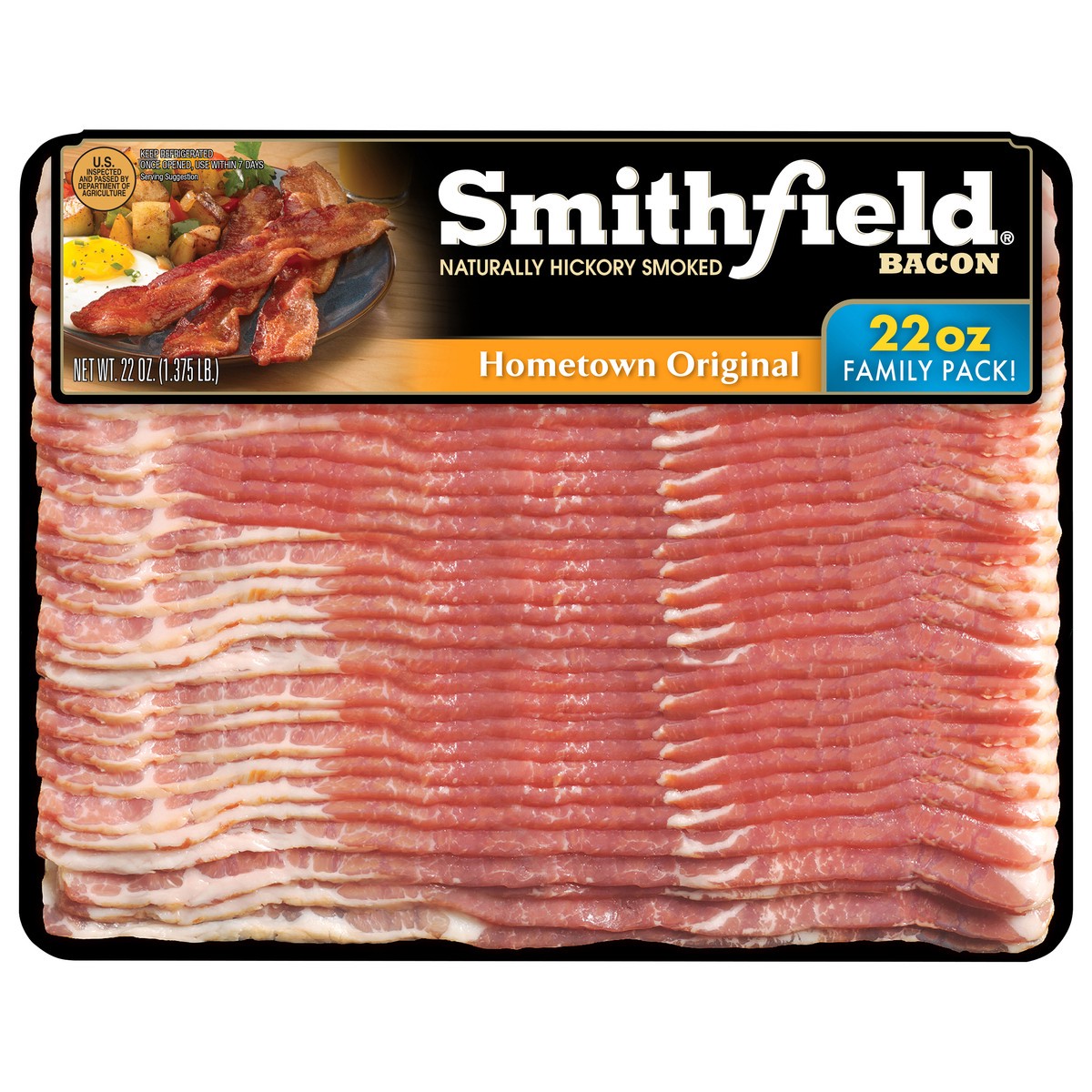 slide 1 of 2, Smithfield Family Pack Hometown Original Bacon 22 oz, 22 oz