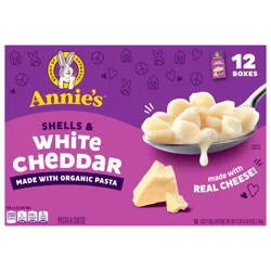 Annie's Shells and White Cheddar, Made with Organic Pasta and Real Cheese, 12 ct, 72 oz