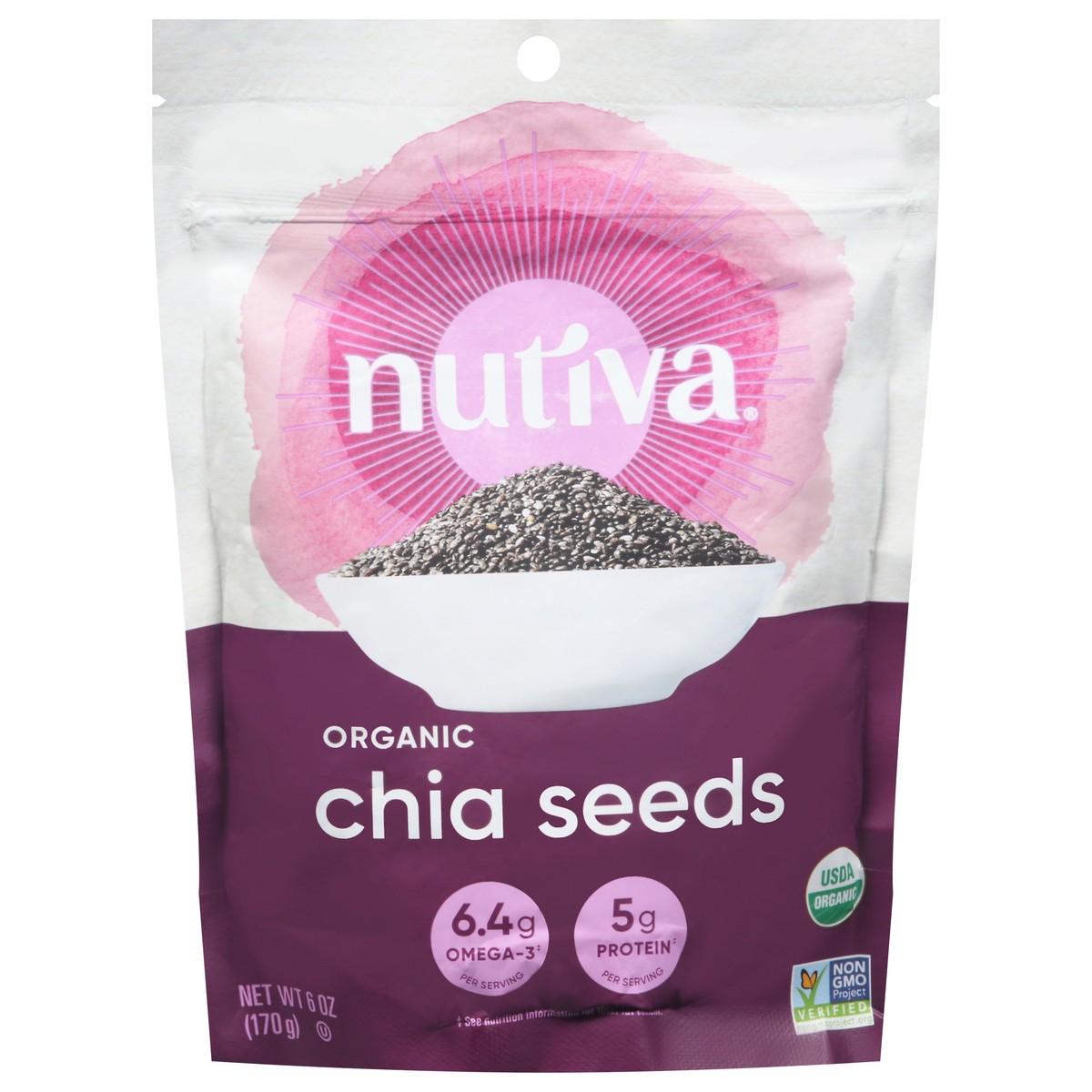 slide 1 of 9, Nutiva Organic Chia Seeds, 6 oz