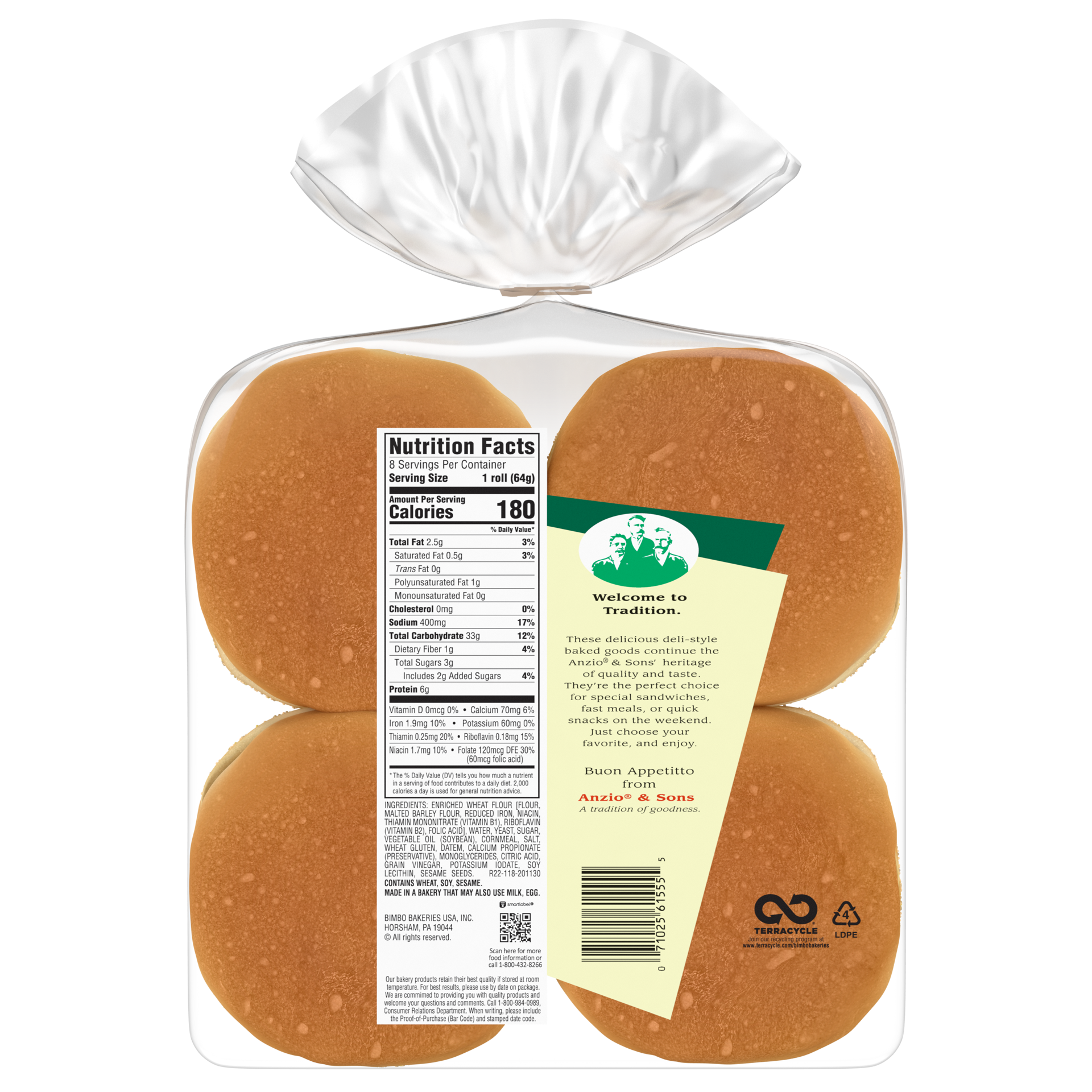 slide 3 of 5, Anzio & Sons Hearty Sandwich Rolls, 8 count, 18 oz, 