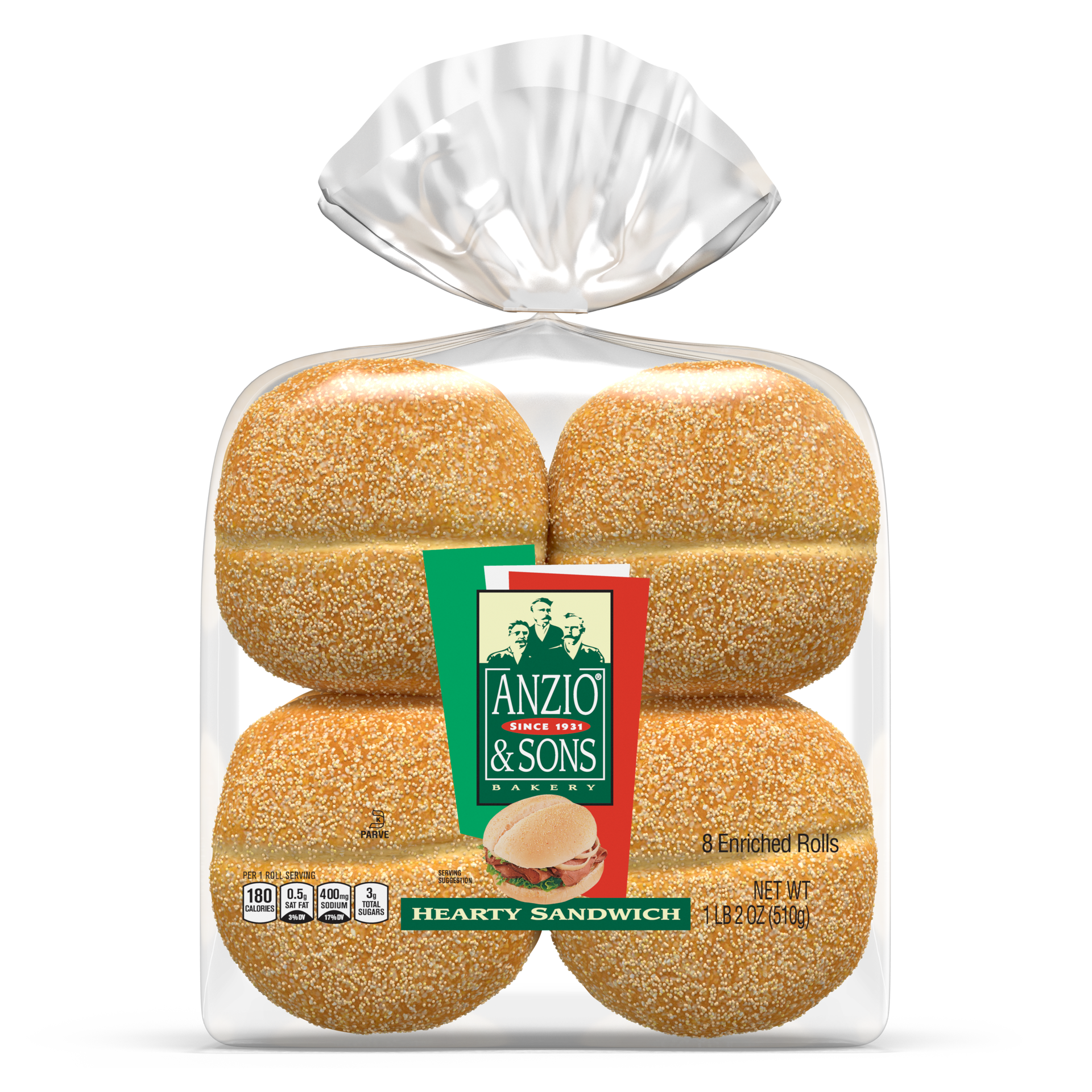 slide 1 of 5, Anzio & Sons Hearty Sandwich Rolls, 8 count, 18 oz, 